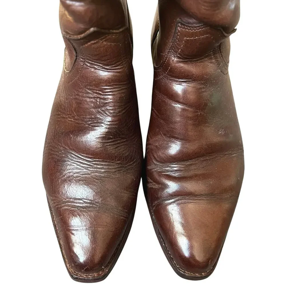 Vintage Brown Leather Roper Cowboy Boots w/ D. Mackay Cedar Shoe Trees Men’s 7